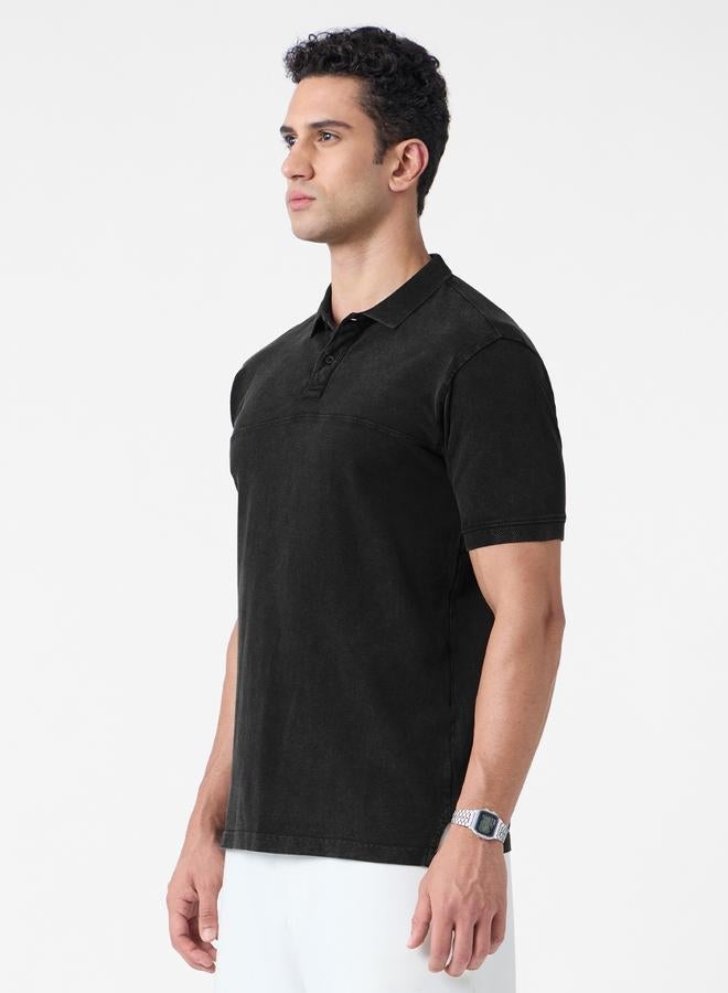 ذا سوليد ستور تيشيرت بياقة بولو وطبعة بتفاصيل مشطوفة - Image 3